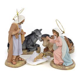 Sainte Famille 5 figurines pâte à bois 15 cm finition raffinée