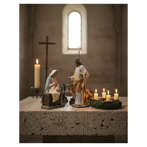 Nativity scene in wood pulp, 40cm (fine decoration) 2