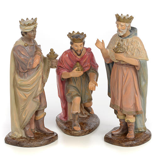 Los Tres Reyes Magos 25 cm pasta de madera dec. antigua 1