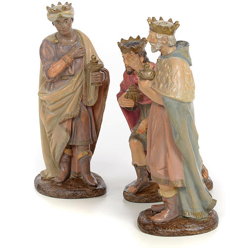 Los Tres Reyes Magos 25 cm pasta de madera dec. antigua 2