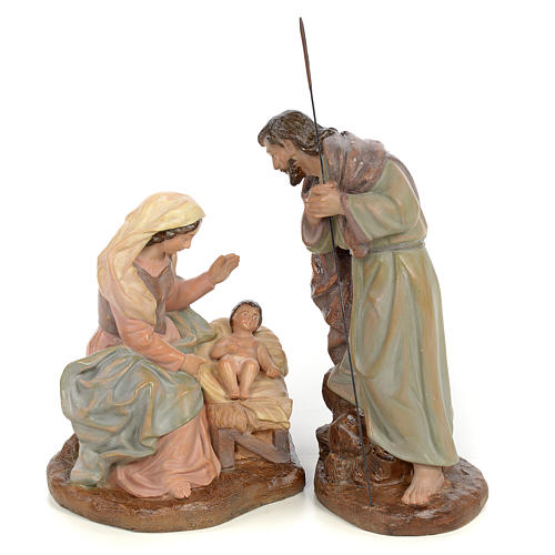 Nativity scene in wood pulp 20cm antique finish 1