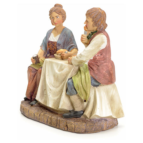 Couple eating at the table, for nativities of 20cm 2
