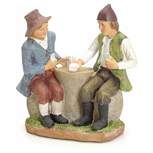 Jugadores de carta en la mesa pesebre 20cm 1