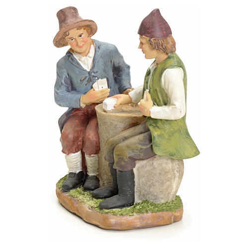 Giocatori di carte al tavolo presepe 20 cm 2