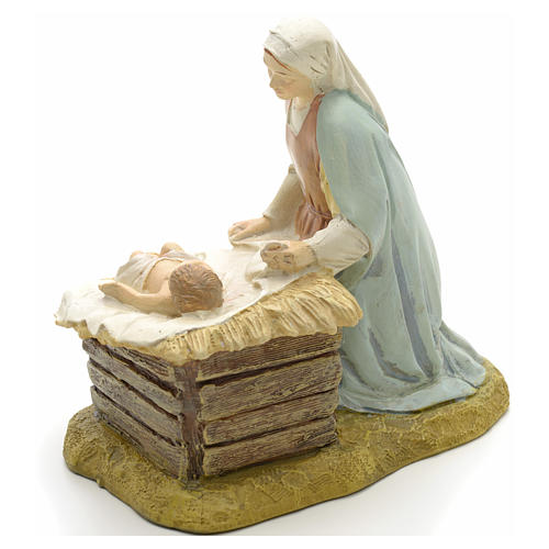 Our Lady with baby in painted resin 12cm affordable Landi Collection 3