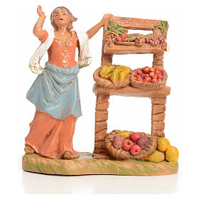Santons Crèche Fontanini - Pêcheur 9,5 Cm, Peint à La Main, Italie, PVC, Dimensions 10,5x5x4 Cm, Pour Crèche De Noël Traditionnelle