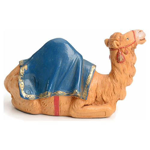 Camello sentado con cubierta azul para belén Fontanini figuras altura media 15 cm 2