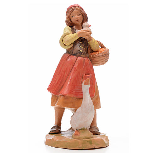 Fille avec oie crèche 17 cm Fontanini 1