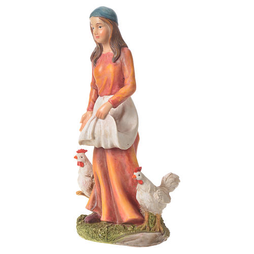 Nativity figurine, woman with hens, 30cm resin 2