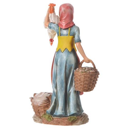 Nativity figurine, woman with hens and basket, 30cm resin 3