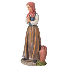Nativity figurine, shepherdess with joined hands, 30cm resin