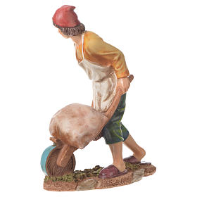 Uomo con carriola presepe 30 cm resina