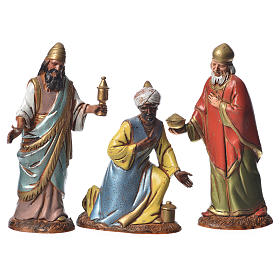Reyes Magos con costumbres históricos, 3 pdz, para belén de Moranduzzo con estatuas de 10 cm