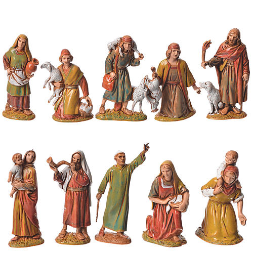 Shepherds, 10 nativity figurines, 6.5cm Moranduzzo 1