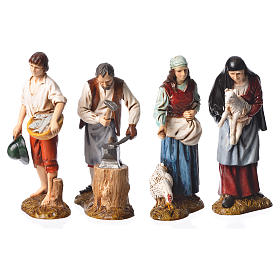Shepherds, 4 nativity figurines, 12cm Moranduzzo