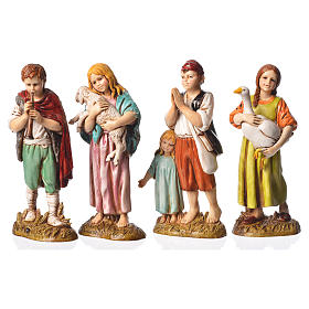Children with animals, 4 nativity figurines, 12cm Moranduzzo