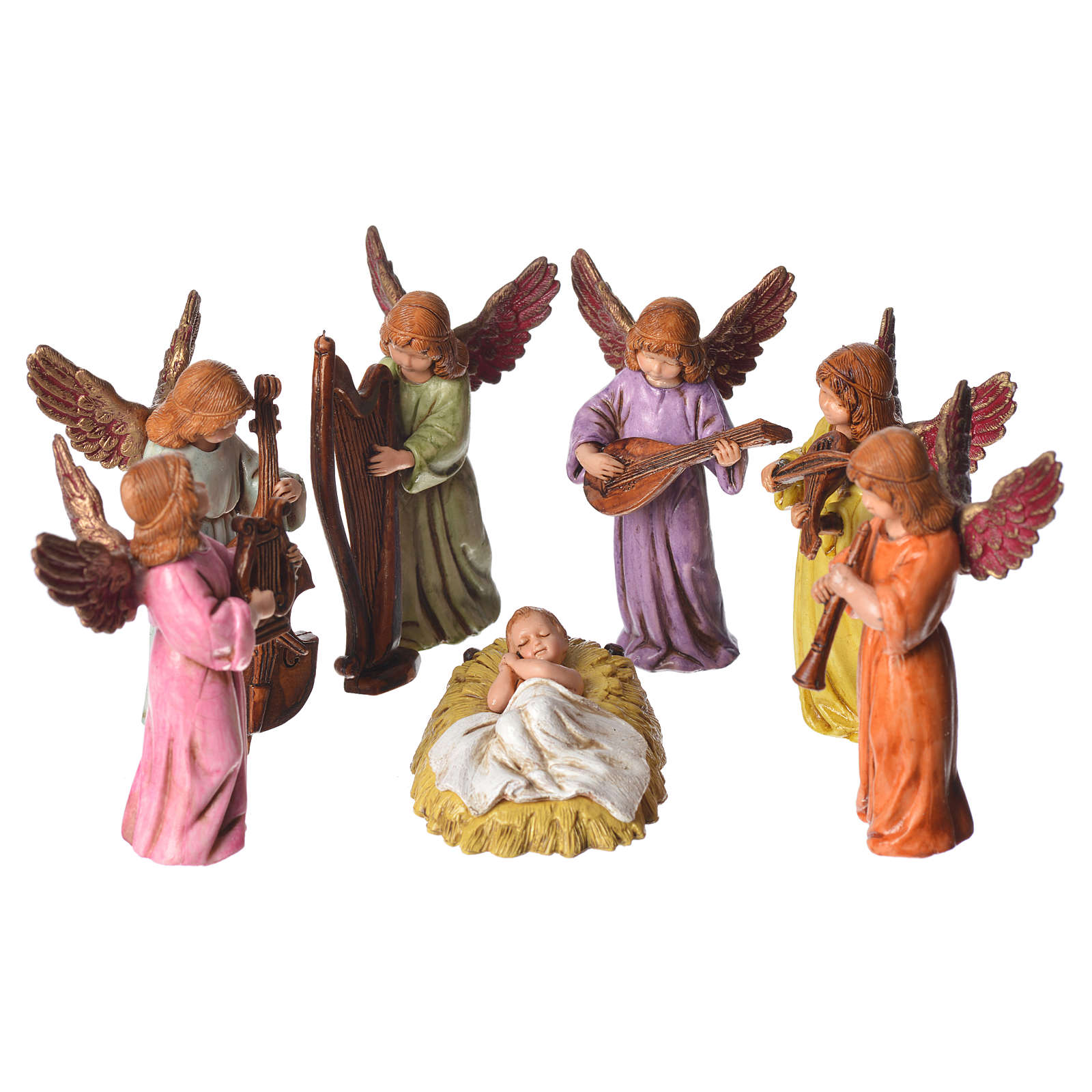 Baby Jesus and angels scene for nativities of 11cm by Moranduzzo