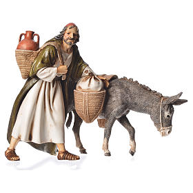 Wayfarer with donkey, nativity figurine, 13cm Moranduzzo