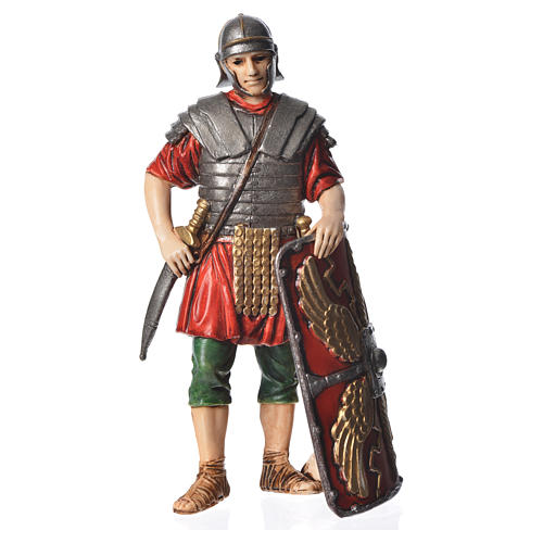 Soldado romano escudo para presépio Moranduzzo com figuras de altura média 13 cm 1