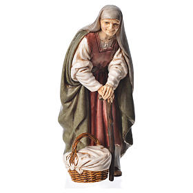 Old lady with walking stick, nativity figurine, 13cm Moranduzzo