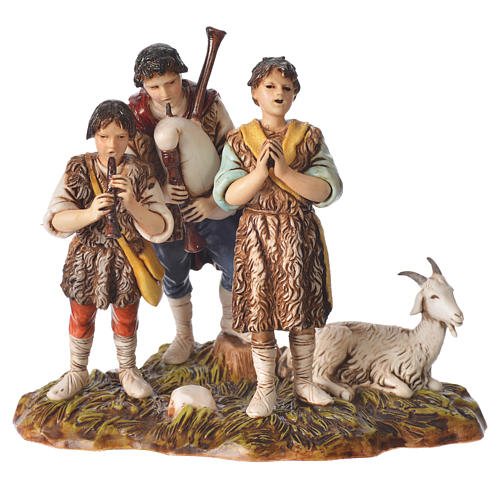 Scene with shepherds with goat, nativity figurines, 10cm Moranduzzo 1