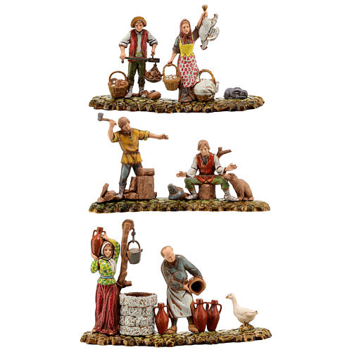 Scene with 3 shepherds, nativity figurines, 10cm Moranduzzo 1