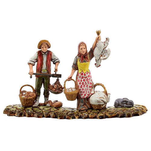 Scene with 3 shepherds, nativity figurines, 10cm Moranduzzo 2