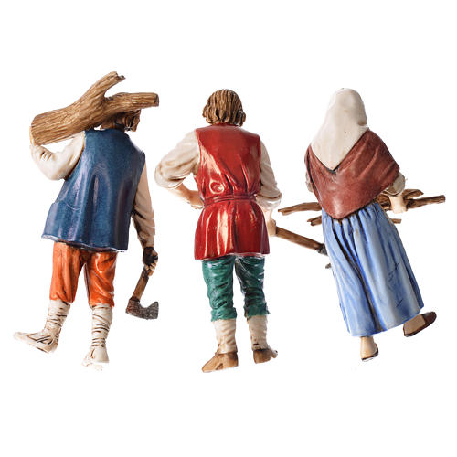 Woodcutters and farmer, 3 nativity figurines, 10cm Moranduzzo 2