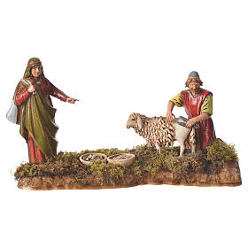 Scene with man shearing sheep, nativity figurines, 10cm Moranduzzo
