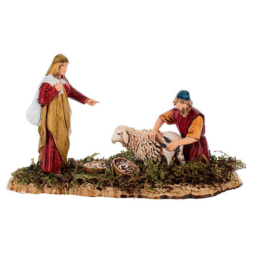 Cena tosquiador para presépio Moranduzzo figuras altura média 10 cm 1