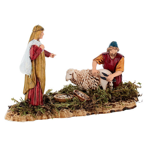 Scene with man shearing sheep, nativity figurines, 10cm Moranduzzo 2