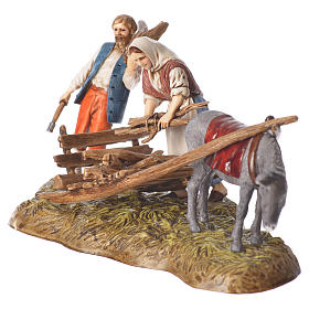 Scene of wood collection, nativity figurines, 10cm Moranduzzo