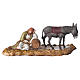 Scene with sleeping man and donkey, nativity figurines, 10cm Moranduzzo s1
