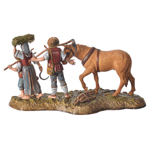 Scene with farmers with horse, nativity figurines, 10cm Moranduzzo 2