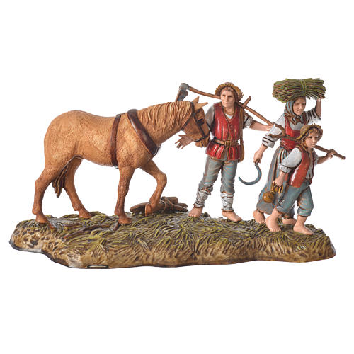 Scene with farmers with horse, nativity figurines, 10cm Moranduzzo 1