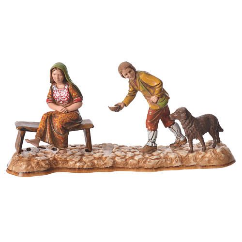 Market scene, nativity figurine, 10cm Moranduzzo, 2 pcs 3