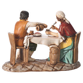 Group with man and woman at the table, nativity figurines, 10cm Moranduzzo