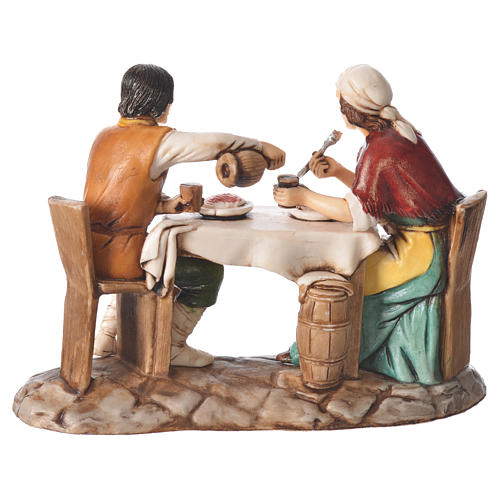 Group with man and woman at the table, nativity figurines, 10cm Moranduzzo 2