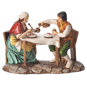 Groupe homme et femme à table 10 cm Moranduzzo