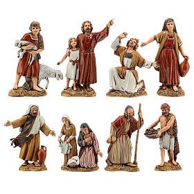 Shepherds with historic costumes, 8 nativity figurines, 10cm Moranduzzo