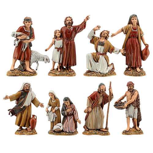 Shepherds with historic costumes, 8 nativity figurines, 10cm Moranduzzo 1
