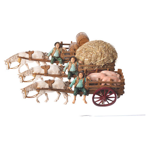 Man on cart 10cm 3 figurines, Moranduzzo nativity scene 6