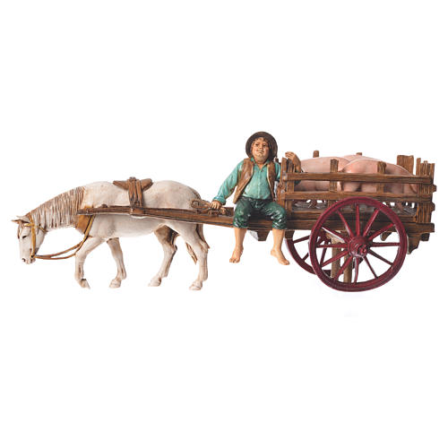 Man on cart 10cm 3 figurines, Moranduzzo nativity scene 10