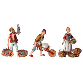 Neapolitan customs and trades, 3 nativity figurine, 10cm Moranduzzo