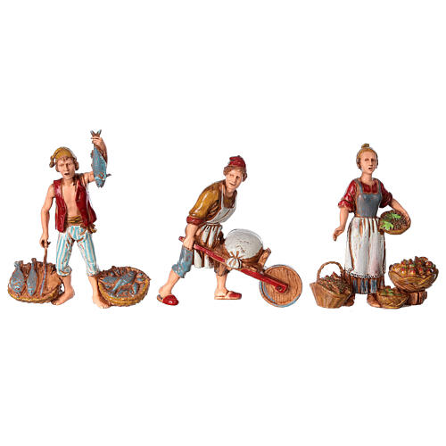 Neapolitan customs and trades, 3 nativity figurine, 10cm Moranduzzo 1