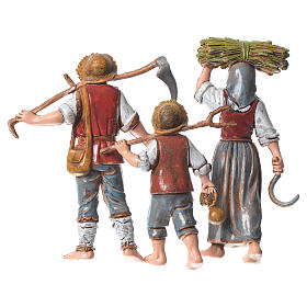 Family of farmers, 3 nativity figurines, 10cm Moranduzzo