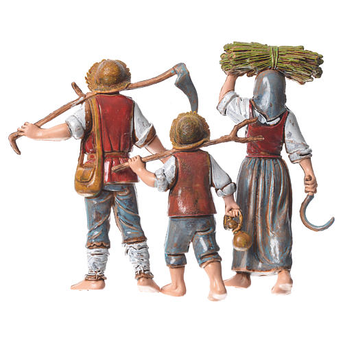 Family of farmers, 3 nativity figurines, 10cm Moranduzzo 2