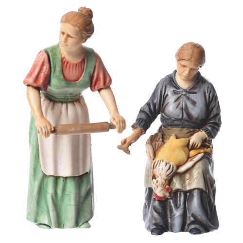 Woman with rolling pin and woman sitting, nativity figurines, 10cm Moranduzzo 1