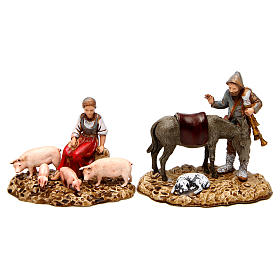 Group with animals nativity figurines 2 pieces, 10cm Moranduzzo