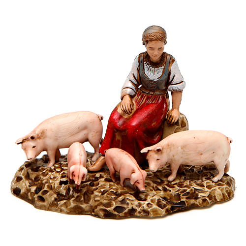 Group with animals nativity figurines 2 pieces, 10cm Moranduzzo 3